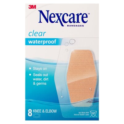 Nexcare Clear Waterproof Plaster Knee & Elbow 8 Pack